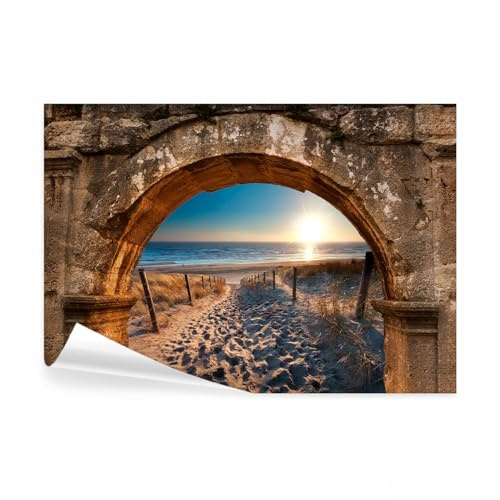 decomonkey Papier Peint Panoramique Plage Mer 350x256 cm Décoration murale | Tapisserie décorative pour chambre salon, Architecture pierre mer sable plage soleil, moderne