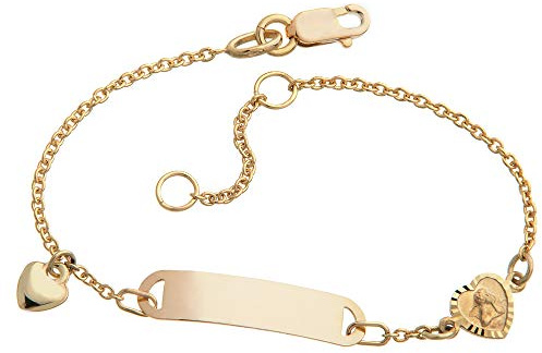 Barn/baby gravyrarmband mod. IDBo-6 doparmband 375 guld längd från 12–16 cm inklusive gravyr, 12 centimeters, Gult guld