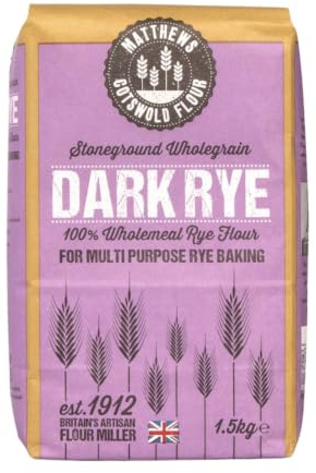 Matthews Cotswold Stoneground Wholegrain Dark Rye Flour - 1.5kg Bag (Single Bag)