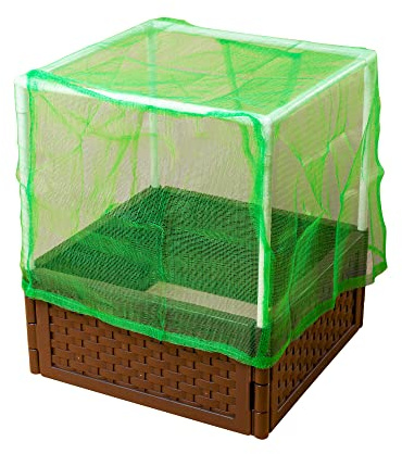 UPP jardinière surélevée modulable avec Filet Anti-Oiseaux I carré Potager I Lot de 4 Panneaux Marron en Plastique I Utilisable comme composteur ou bac à Fleurs I Dimension d’Un Panneau : 53×24 cm