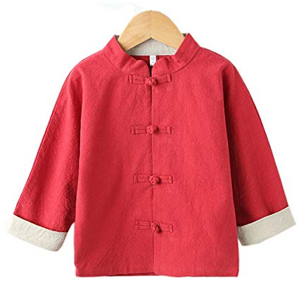 XueXian Kinder Tang Anzug Chinesische Traditionelle Kleidung Hanfu Tai Chi Kung Fu Hemd(Rot, China 130: 6-7 Jahre)