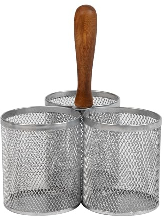 Mind Reader Utensilienhalter, Besteck-Organizer, Besteckhalter, Küche, Metallgeflecht, ca. 19 cm L x 19 cm B x 25 cm H, Silber