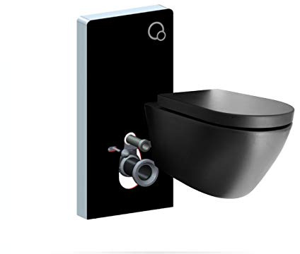 WC-Komplettpaket 45: WC B-8030R Schwarz matt mit Soft-Close Sitz & Sanitärmodul 805 Schwarz