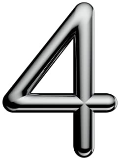 Ultion Sweet Chrome Door Number '4' | Self Adhering, No screws, No drilling, Matching numbers available, Matching Ultion Sweet door furniture available