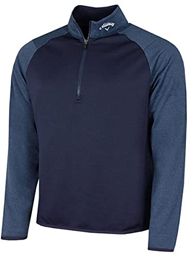 Callaway Golf Herren Langarm 1/4 Zip Waffel Pullover - Peacoat - M
