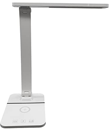 Nicoman Foldable LED Desk Lamp with Wireless Charger, USB Charging Port with 3 Light Mode, Touch Control, Eye-Caring Table Lamps for Reading, Studying, Writing (White)