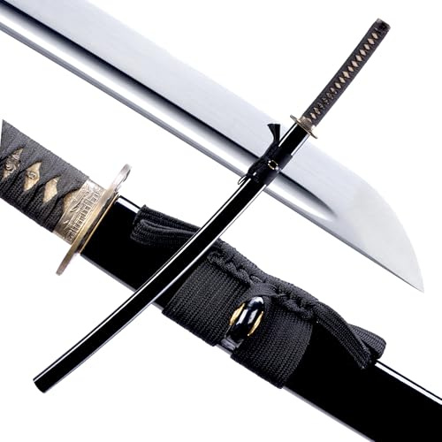 OKSs Katana Schwert, echtes Rayskin, Hartholz, Saya, handgefertigt, Japanisches Samurai-Schwert, kann Bambus hacken