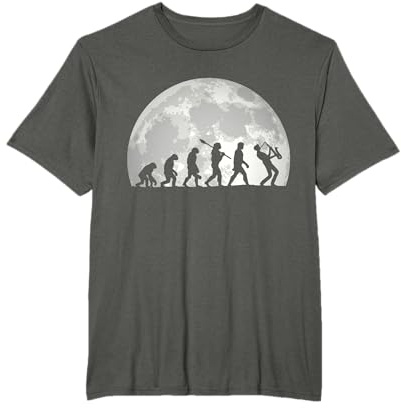 Evolución del hombre Saxofón Música Luna Vintage Saxofonista Camiseta