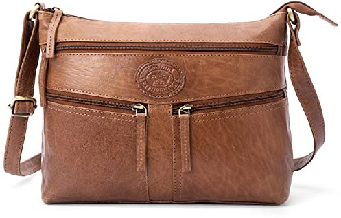 Woodland Leathers 100% Genuine Leather Women's Hobos & Shoulder Bags Designer Retro Vintage Style Slouch Bag And Multi Pocket Handbags For Women Lightweight Cross-body Bags (Tan)