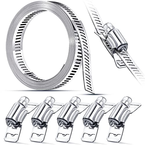 2m Schlauchschellen Edelstahl Set Rohrschellen Einstellbare Schlauchklemme Lochband 5St Verbindungselementes für Wasser Rohr Haus Gas DIY Waschmaschine Geeignet KüHler Automobil Tubing