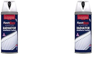 Plasti-Kote 26102 400ml Radiator Satin Spray Paint - White (Pack of 2)