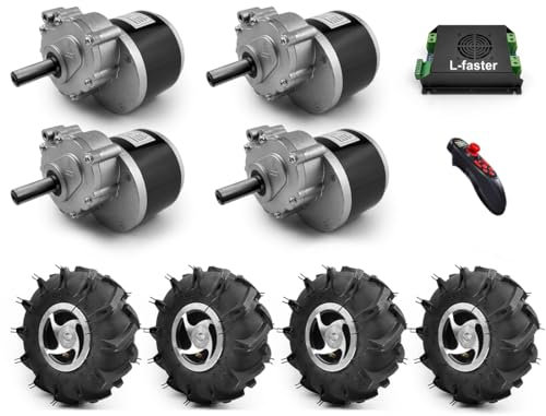 1000W Kit Elettrico Quattro Unità 4.10-4 Off Road Pneumatico Set Ruote Da 10 Pollici Per Elettrico Fai Da Te 4X4 Tosaerba Carriola Carrello Carrello (Max speed 6kph, Agricultural tire With controller)