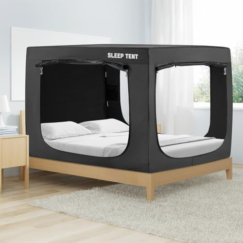 BORNA Bettzelt, Betthimmel, Queen-Size-Größe für Erwachsene und Kinder, tragbare Schlafzelte, Traumzelte für Kinder und Erwachsene, atmungsaktiver Sichtschutz auf dem Bett mit DREI Türen (Matratze
