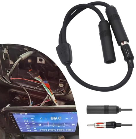 Yumfugu 1 conector de antena de radio de coche, 1 conector en Y macho a 2 hembra, adaptador divisor de antena de audio, cable de extensión de antena automotriz, universal para la mayoría de coches,