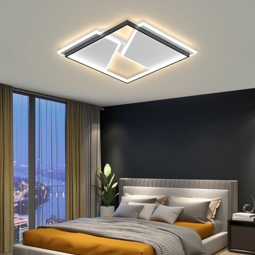 LYSDjia Moderne LED Deckenleuchte mit Fernbedienung geometrisch schick und kreativ Deckenlampe goldenes Metall Deckeneinbauleuchte Hotelschlafzimmer Arbeitszimmer Küche Wohnzimmer Büro dimmbare Beleuc
