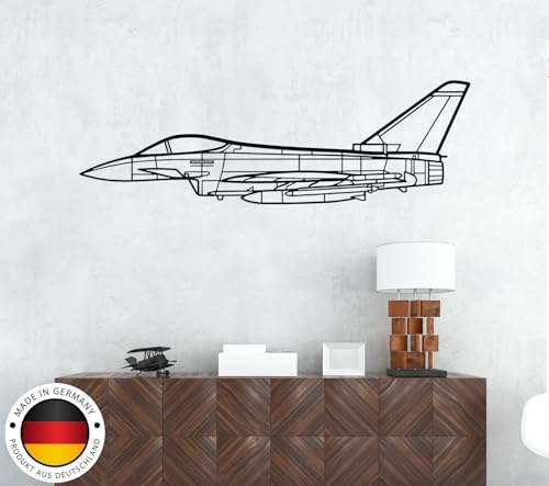 Eurofighter Typhoo Flugzeugsilhouette, Flugzeug-Metalldekor,Wandkunst aus Metall (Größe: 31 / 80 cm)