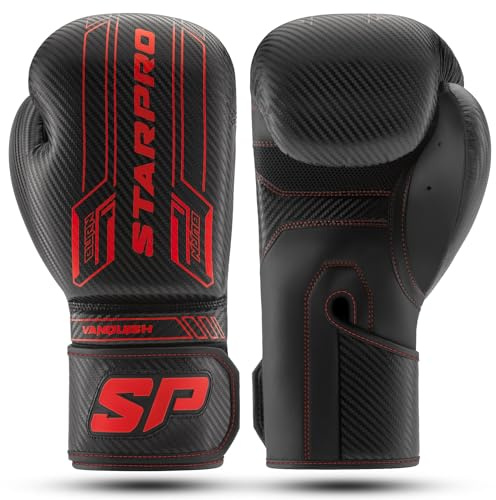 Starpro Guantoni da boxe Vanquish - Design premium in fibra di carbonio con pelle resistente per prestazioni ottimali e protezione del polso