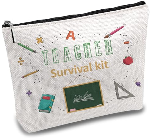 CREATCABIN Federmäppchen Lehrer,Make-Up-Tasche,Kosmetiktasche Segeltuch,Mehrzweck-Stifteetui,Reißverschluss,Kulturbeutel,Reisetasche,Geldbörse,Beutel,Tragbares Survival-Kit Abschlussgeschenk,25x18cm