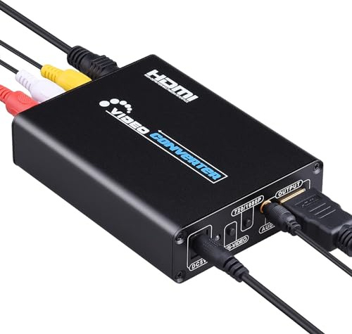 INF Convertidor AV y S-Video a HDMI, Convertidor de señal, Soporte 720P y 1080P, Interfaz HDMI L/R, 1 x Convertidor de vídeo, 1 x Cable de alimentación