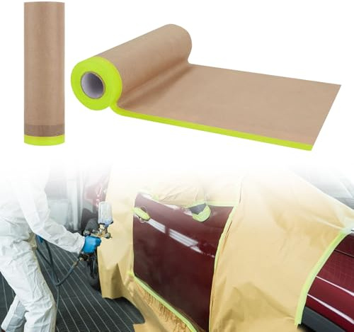 MetalNuts Rouleau de papier de masquage de protection pour pulvérisation – Rouleau de papier de masquage pratique, rouleau de papier de masquage de voiture pour pulvérisation, ruban en papier marron,