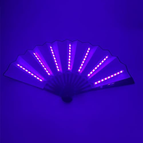 Faltbarer Handventilator mit LED-Licht, tragbares Licht, Tanz, Nachtshow, DJ, fluoreszierend, Bar, Club, Zimmer, Party-Dekoration, Farbfächer