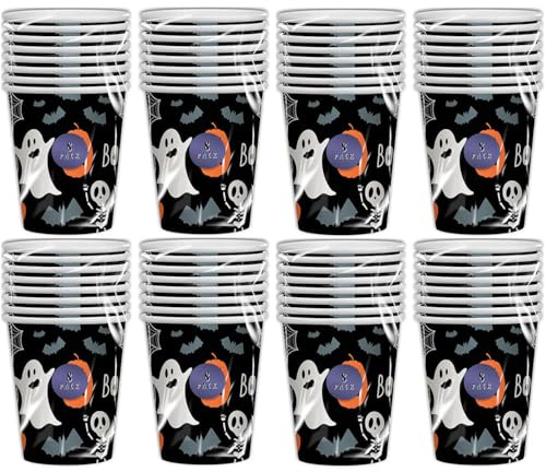 PD Outlet Halloween Cute Spooky Ghosts Kids Design Paper Cups � Adorable & Sturdy Disposable Cups for Parties | Eco-Friendly (64)