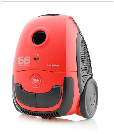 HYUNDAI ELECTRONICS Bodenstaubsauger mit Beutel VC068R I 800W I ECO-Motor I 2l Volumen I Rot