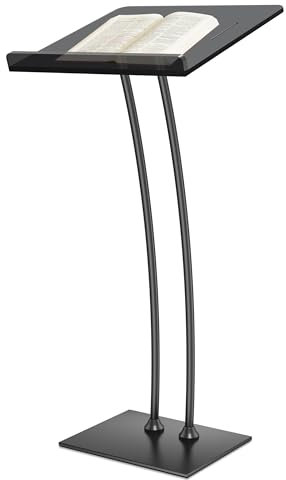 Acryl Podium mit Eisen Stabilen Boden & Stiftschlitz, Kirche Kanzel Rednerpult mit 10mm Verdickt Acryl Leseplattform, Podium Ständer for Kirche, Vortrag, Hochzeit(16x24x 45) (Schwarz)