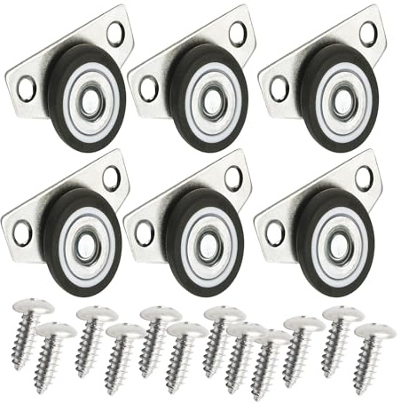 Floyutin 1/1.25 inch Side Mount Casters Soft TPR Castor Wheels No-Swivel Fixed Mute Rolling for Furniture Drawer Cabinet,Set of 6 Packs Grey(Free Screws) (Grey, 1.25 inch)