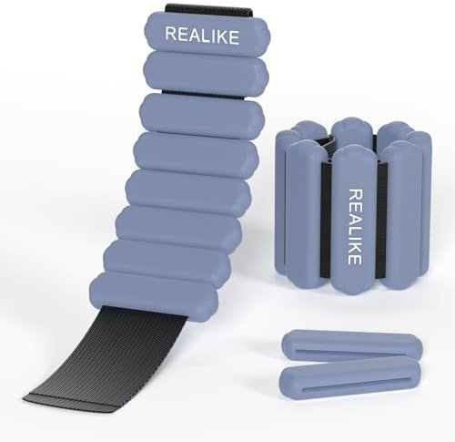 REALIKE Poids de cheville pour les femmes Poignet jambe Bracelet pondéré réglable pour Pilates Yoga marche aérobic 2 pièces en Set 1lb (453.5g) par pièce (GREY)