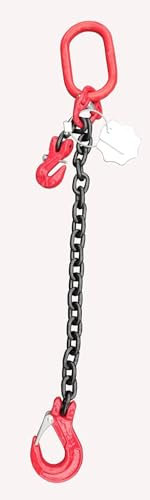 1-Strang 6mm Kettengehänge Anschlagkette Krankette EN 818-4 schwarz GK8 hochfest und geprüft Tragfähigkeit:1,12t Beschlagteile nach EN 1677-2 (4m mit Verkürzungshaken)