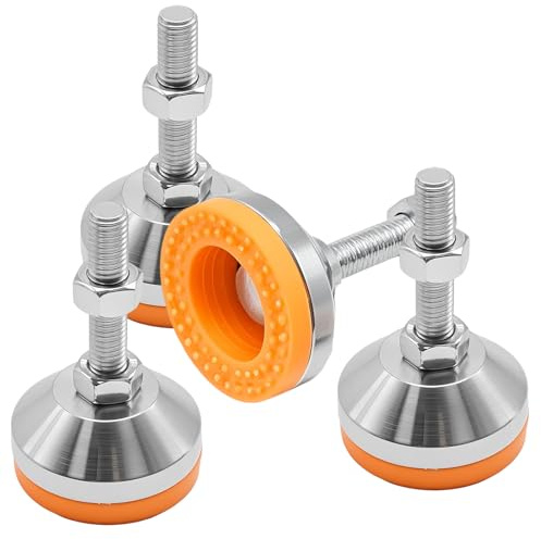 Hoypeyfiy 4Pcs 2.36 Durchmesserbasis Hochleistungs-Nivellierfüße, D60xM12x50 Verstellbare Nivellierfüße M12-Gewinde, Kapazität für Werkbank Maschine Schrank