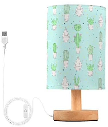 Sevdomey Lampada da comodino a forma di cactus e piante grasse, con porta USB, nessuna lampadina necessaria, luce LED calda per camera da letto, soggiorno, ufficio, lampada da comodino per lettura