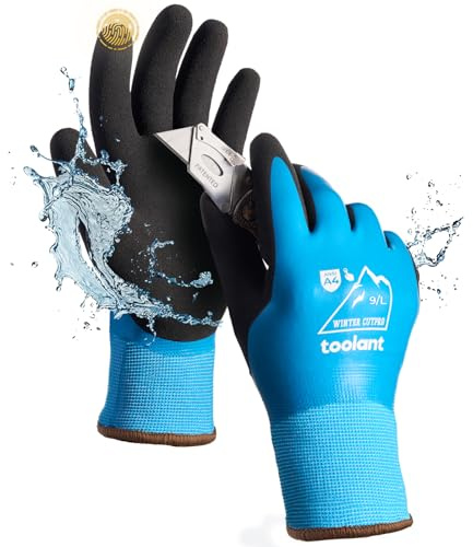 toolant Waterproof Winter Work Gloves for Men and Women, ANSI A4 Cut Resistant Gloves for Extreme Protection, Freezer Gloves With Super Grip, Touchscreen, Outdoor Thermal Insulated, blue, L, 1Pair