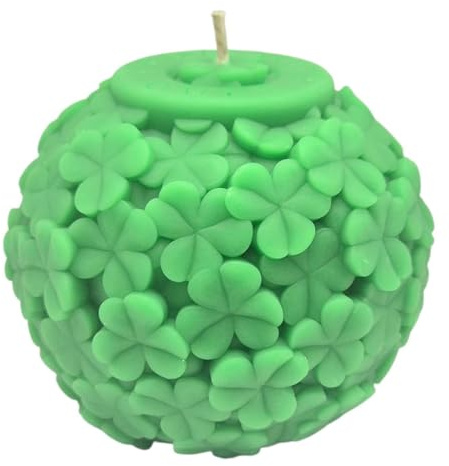 Irish Lucky Clover Candle – Handmade Sphere with Shamrock Design, Natural Wax Home Decor