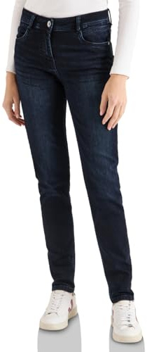 Cecil 3817429 Jean Coupe décontractée, Bleu foncé et Noir délavé, 30W / 30L Femmes