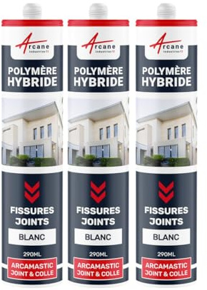 Mastic d'Étanchéité, Joint Extérieur, Fissure, Façade 290 ml x 3 Blanc | Rebouche les Fissures, Joints et Collage Étanches, Adhère sur Béton, Pierre, Bois et Métal, Int/Ext - Arcane Industries