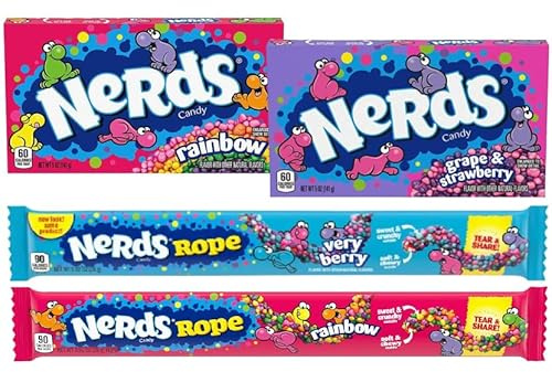 US Candy Box – 4er Set (334 g) Amerikanischer Süßigkeiten Mix – Theater Box Candy & Ropes in Rainbow & Very Berry – Amerikanische Süßigkeiten Auswahl