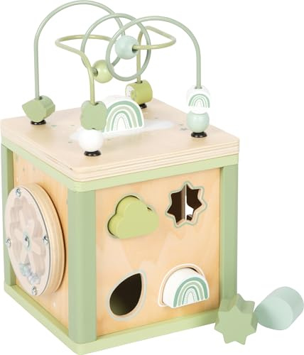 small foot Motorikwürfel grün, hochwertiges Motorikspielzeug aus FSC® 100%-zertifiziertem Holz, mit fünf bespielbaren Flächen, ab 12 Monaten, 12805