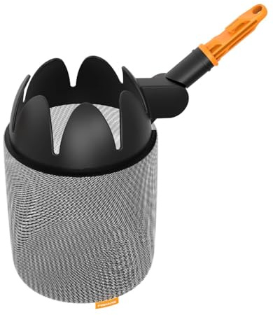 Fiskars Oneclick Raccoglitore di Frutta, Accessorio con Sacco in Rete Morbida, Cambio Senza Sforzo con Un Solo Clic, Lavabile in Lavatrice, Nero/Arancione, 1080692