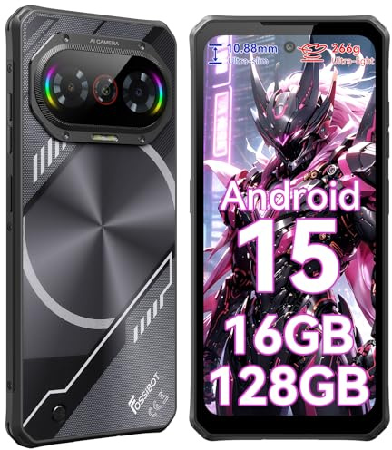 FOSSiBOT F114 Outdoor Smartphone Android 15, 6.67 120Hz Corning Glass, 16GB+128GB/2TB, 10.8mm Ultra-dünn, 50MP AI Kamera, 5000mAh, Gemini AI, IP68/IP69K, NFC, Dual SIM 4G–Robustes Handy ohne Vertrag