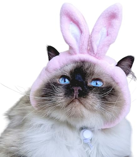 MoYaelPaw Pink Cat Easter Bunny Ear Hat,Dog Pet Hat Cap Headwear Headband,Halloween Easter Rabbit Costume Outfits for Cats and Small Dogs