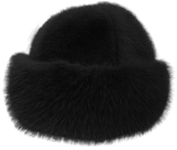 RACXBO Pelzmütze Damen Mit Kunstfuchs-Bommel，Weiche Plüsch Wintermütze Für Damen，Warme Russische Mütze Für Skifahren, Reisen & Outdoor