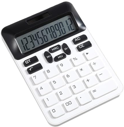 Calculadora mecánica de 12 dígitos con pantalla solar grande, botón grande, adecuada para oficina, escuela, hogar, estudiantes, contadores