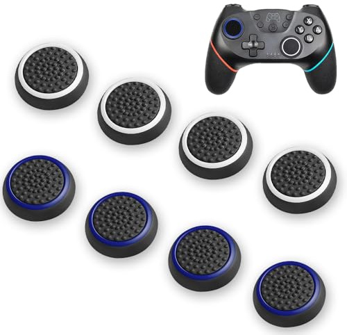 8 PCS Thumb Grips, Silicone Controller Caps, Replacement Controller Grips | Non-slip, Comfortable Game Joystick Caps, Compatible with PS5 PS4 PS3 PS2 Xbox One Xbox 360 Switch Pro