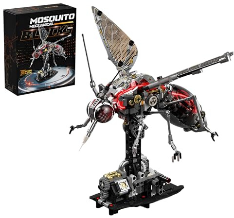 Mechanischer Mücken Bausatz – 747Stk Technik Insekten-Mücken Klemmbausteine, Cyberpunk-Insekten-Tiermodell-Spielzeug, Sammlerstücke, Schreibtisch-Deko Geschenke für Erwachsene und Jugendliche-13104