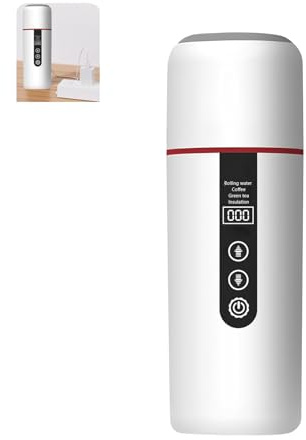 Bollitore elettrico da viaggio alimentato tramite USB, 12 V/24 V, 500 ml, isolato, riscaldamento rapido, per campeggio, viaggi e viaggi con USB, per caffè e tè