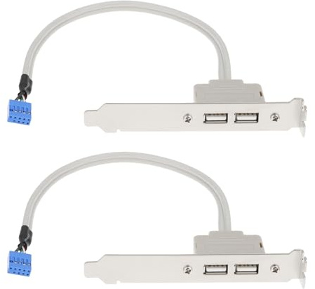 eMagTech Cable Puerto USB 2.0 Doble a Conector Placa Base 9 Pines para pc de Escritorio con Soporte pci Expansión Trasera Paquete de 2