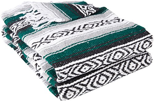 YogaDirect Deluxe Mexican Yoga Blanket,Dark Green , 76-Inch x 57-Inch