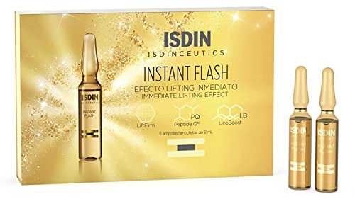 ISDIN Isdinceutics Instant Flash (5 ampoules x 2 ml) | Ampoules Effet Lifting Immédiat | Dynamise la Peau et Aide à Lutter contre les Signes de Fatigue